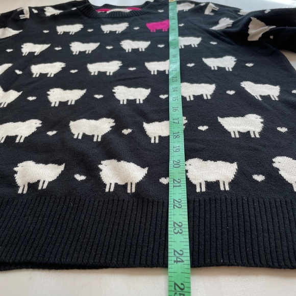 Charter Club Sheep Sweater PXL Black Pink Princess Diana Alternative Novelty - Picture 10 of 10